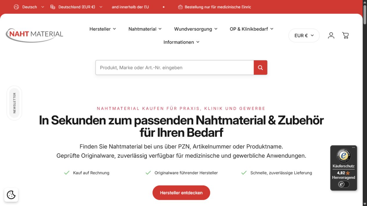 Onlineshop von naht-material.de als Referenzprojekt von LA AGENCIA